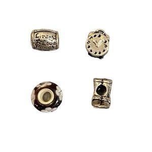🌟🌟 3/$10 🌟🌟  Set Pandora Style Charms - Boot, Clock, Barrel, Brown Glass Bead